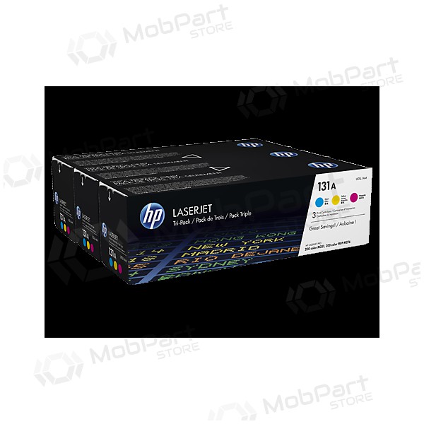 HP 131A (U0SL1AM) (CF211A+CF212A+CF213A), himmelsblå, , gul patron för laserskrivare, 5400 sidor.
