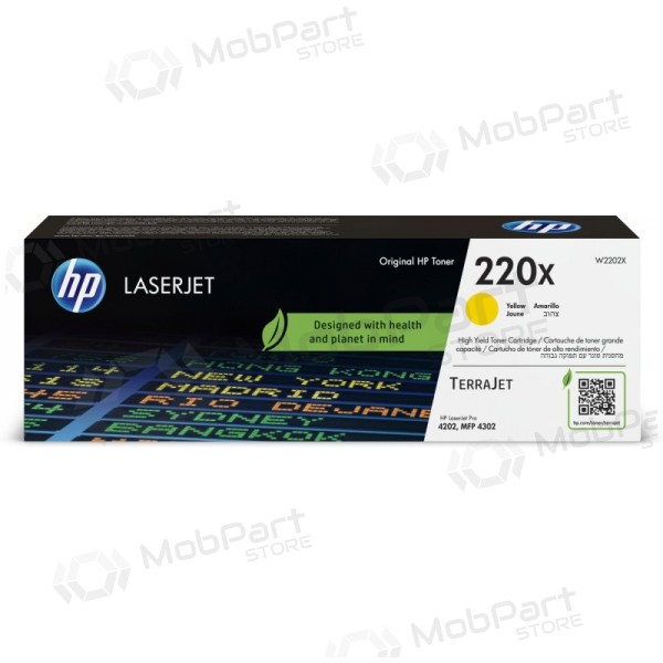 HP 220X (W2202X) laserkassett, gul