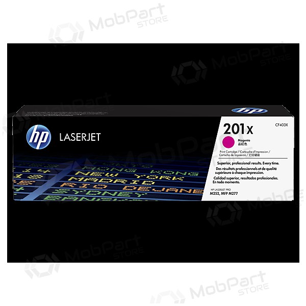 HP No.201X HC (CF403X), magentafärgad tonerkassett för laserskrivare, 2300 sidor.