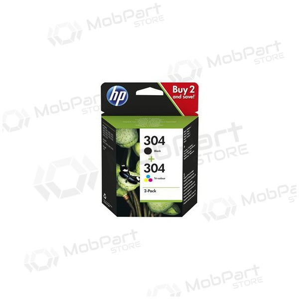 HP No.304 Kasėčių rinkinys (3JB05AE), svart och trispalvė patron för bläckstråleskrivare