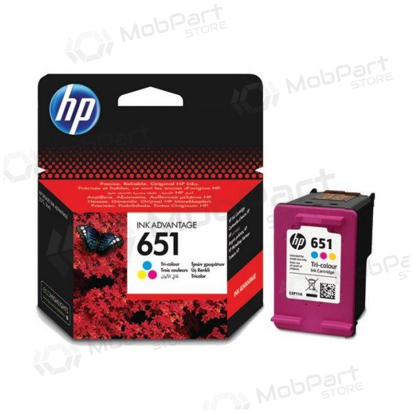 HP nr.651 (C2P11AE), trefärgspatron för bläckstråleskrivare, 300 sidor.