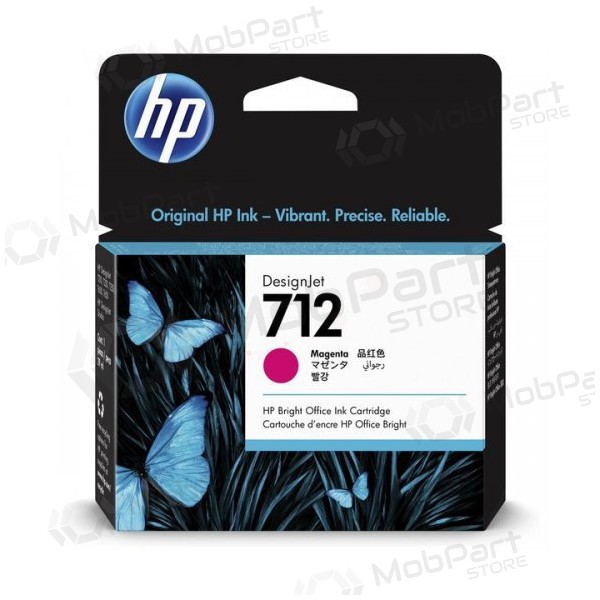 HP nr 712 (3ED68A), lila bläckpatron för bläckstråleskrivare, 29 ml.