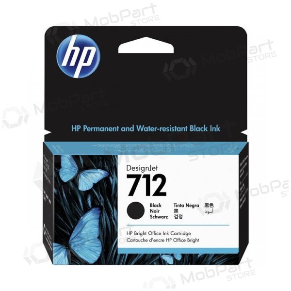 HP No.712 (3ED70A), svart bläckpatron för bläckstråleskrivare, 29 ml.