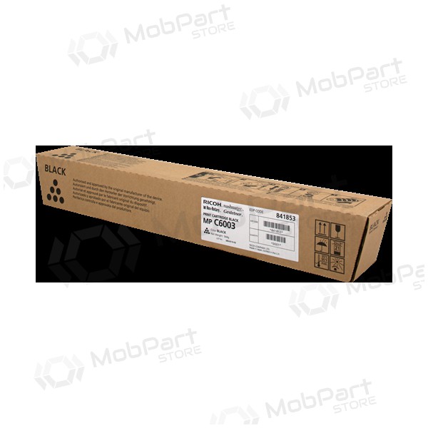 Ricoh MP C6003 (841853), svart patron för laserskrivare, 33000 sidor.